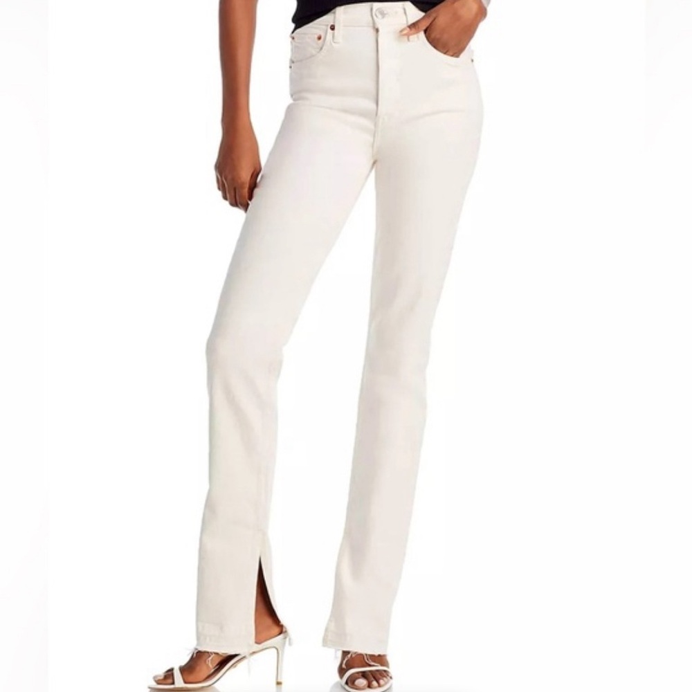 NWT Re/Done Vintage White Jeans Long High Rise Skinny Boot-cut Sz. 31